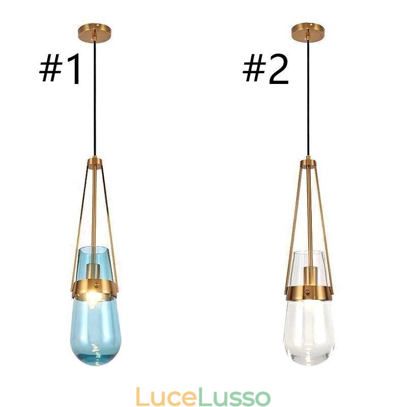 Lampada a sospensione in vetro a goccia d'acqua, moderna e minimalista, piccola lampada da soffitto in ferro battuto