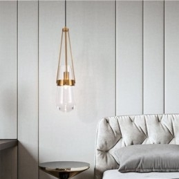 Lampada a sospensione in vetro a goccia d'acqua, moderna e minimalista, piccola lampada da soffitto in ferro battuto