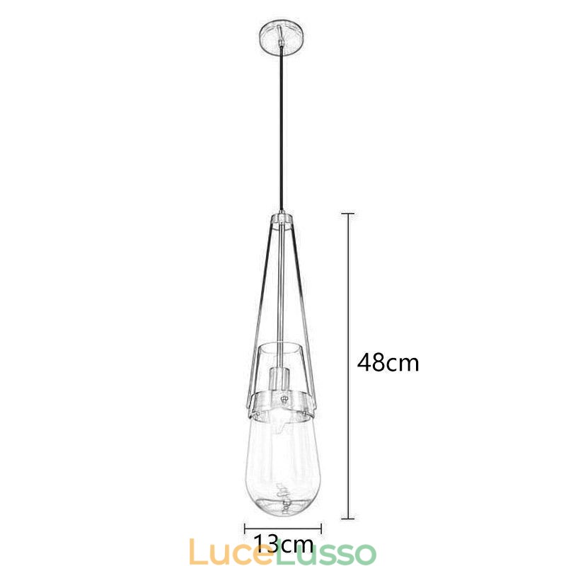 Lampada a sospensione in vetro a goccia d'acqua, moderna e minimalista, piccola lampada da soffitto in ferro battuto