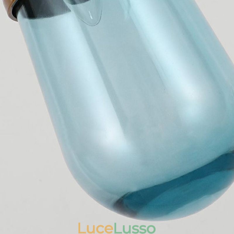 Lampada a sospensione in vetro a goccia d'acqua, moderna e minimalista, piccola lampada da soffitto in ferro battuto