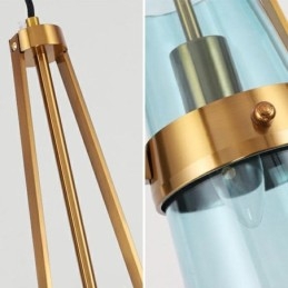 Lampada a sospensione in vetro a goccia d'acqua, moderna e minimalista, piccola lampada da soffitto in ferro battuto