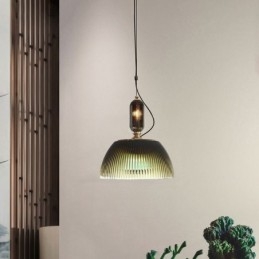 Gonna plissettata Lampada a sospensione in vetro Lampada da soffitto moderna minimalista in ferro battuto