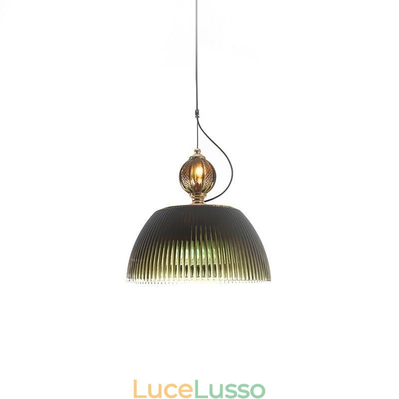 Gonna plissettata Lampada a sospensione in vetro Lampada da soffitto moderna minimalista in ferro battuto