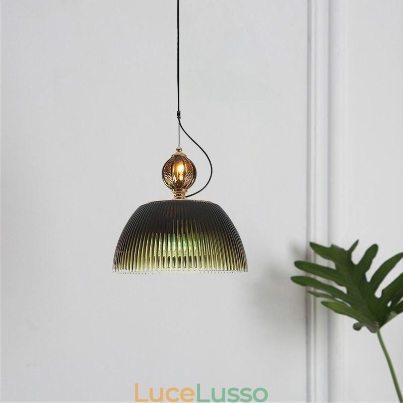Gonna plissettata Lampada a sospensione in vetro Lampada da soffitto moderna minimalista in ferro battuto