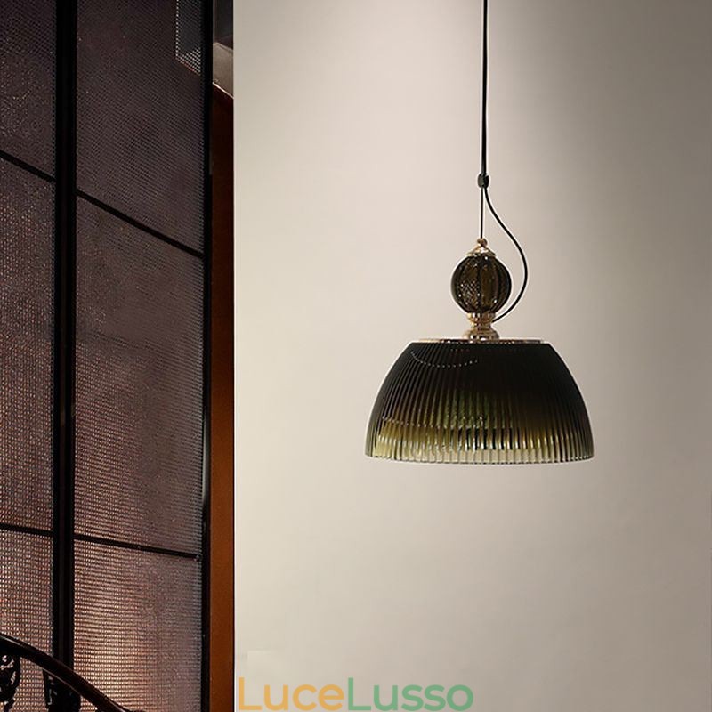 Gonna plissettata Lampada a sospensione in vetro Lampada da soffitto moderna minimalista in ferro battuto