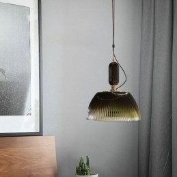 Gonna plissettata Lampada a sospensione in vetro Lampada da soffitto moderna minimalista in ferro battuto