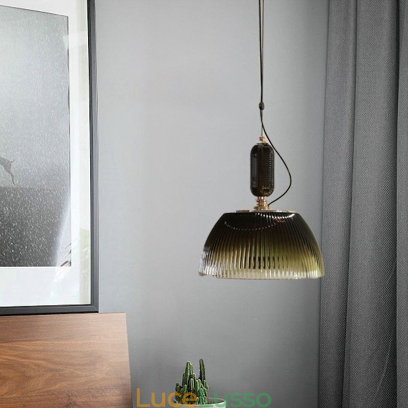 Gonna plissettata Lampada a sospensione in vetro Lampada da soffitto moderna minimalista in ferro battuto