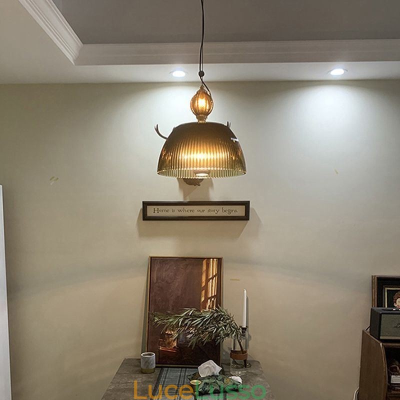 Gonna plissettata Lampada a sospensione in vetro Lampada da soffitto moderna minimalista in ferro battuto