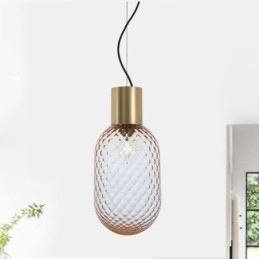 Lampada a sospensione in vetro a griglia Lampada da soffitto moderna in ferro semplice