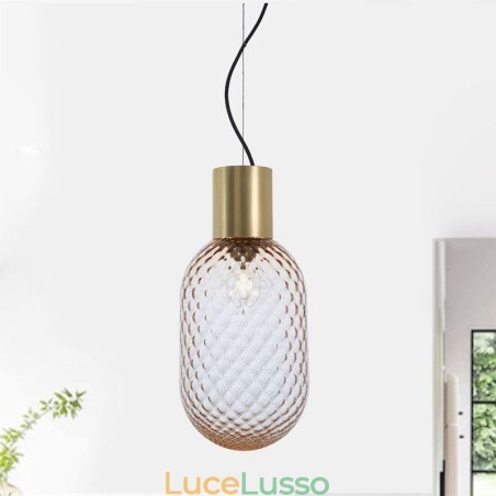 Lampada a sospensione in vetro a griglia Lampada da soffitto moderna in ferro semplice Lampada a sospensione in vetro a griglia Lampada da soffitto moderna in ferro semplice