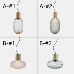 Lampada a sospensione in vetro a griglia Lampada da soffitto moderna in ferro semplice