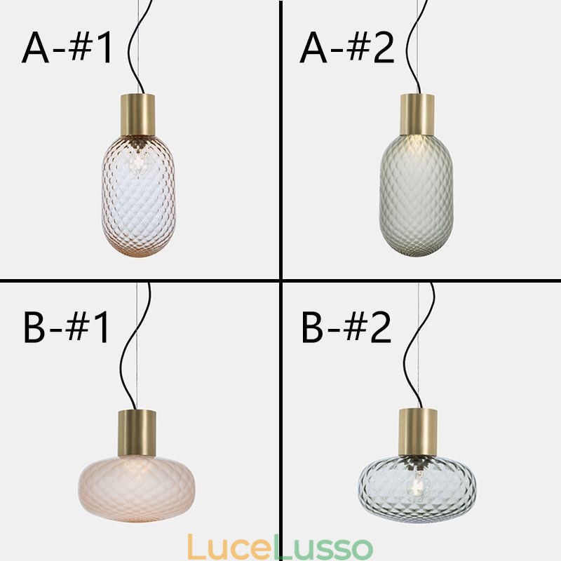 Lampada a sospensione in vetro a griglia Lampada da soffitto moderna in ferro semplice
