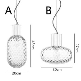 Lampada a sospensione in vetro a griglia Lampada da soffitto moderna in ferro semplice
