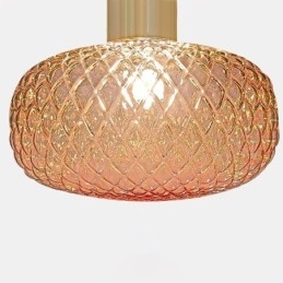 Lampada a sospensione in vetro a griglia Lampada da soffitto moderna in ferro semplice