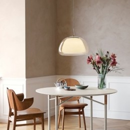 Lampada a sospensione moderna semplice in vetro trasparente Pudding Plafoniera