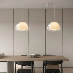 Lampada a sospensione moderna semplice in vetro trasparente Pudding Plafoniera