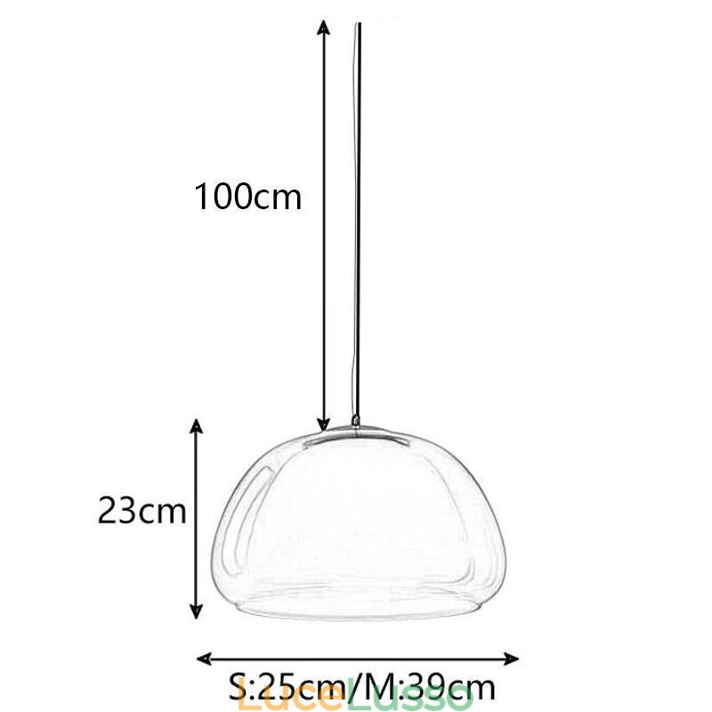 Lampada a sospensione moderna semplice in vetro trasparente Pudding Plafoniera