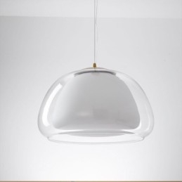 Lampada a sospensione moderna semplice in vetro trasparente Pudding Plafoniera