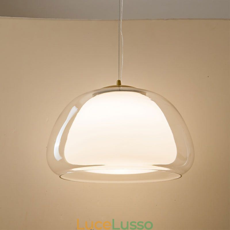 Lampada a sospensione moderna semplice in vetro trasparente Pudding Plafoniera