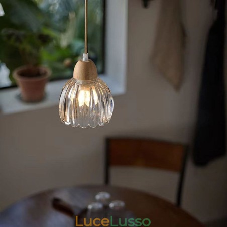 Lampada a sospensione in vetro, stile pastorale retrò, lampada da soffitto a isola, lampada decorativa in legno di gomma Lampada a sospensione in vetro, stile pastorale retrò, lampada da soffitto a isola, lampada decorativa in legno di gomma