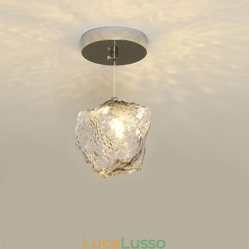 Lampada a sospensione in vetro Lampada decorativa retrò Paralume a forma di cubo di ghiaccio