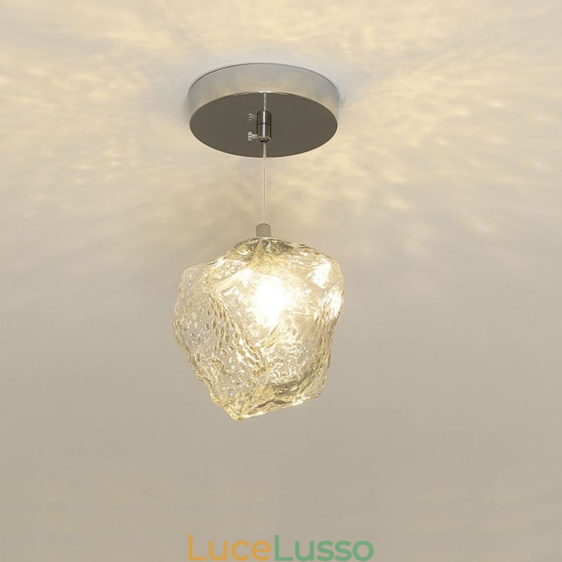 Lampada a sospensione in vetro Lampada decorativa retrò Paralume a forma di cubo di ghiaccio