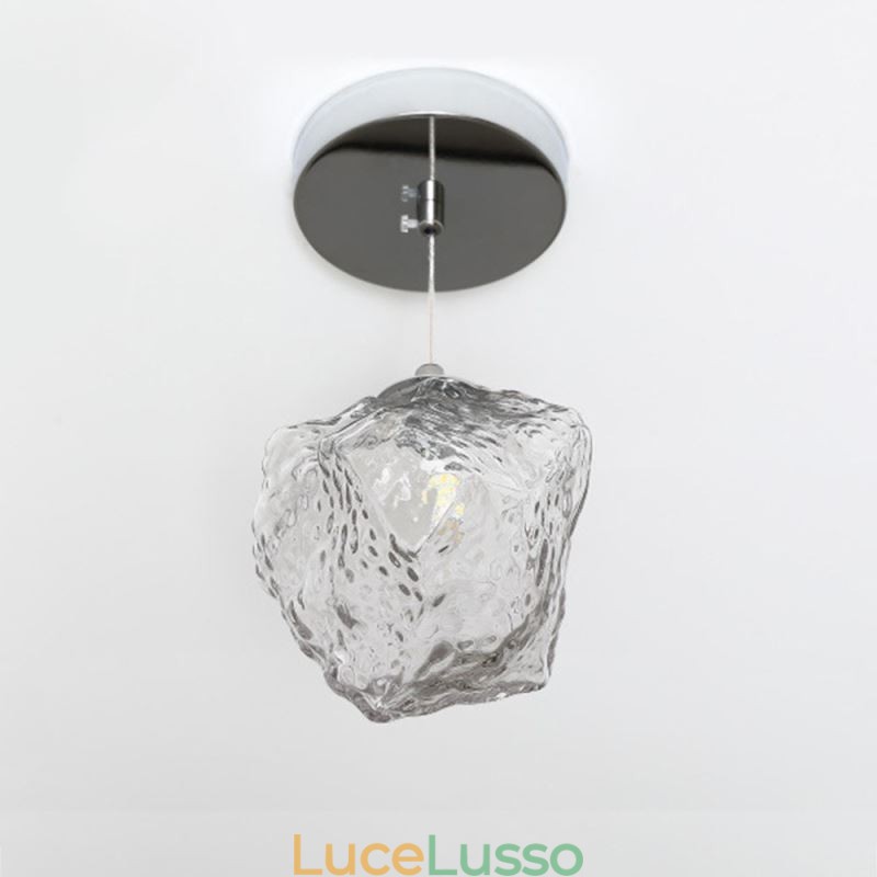 Lampada a sospensione in vetro Lampada decorativa retrò Paralume a forma di cubo di ghiaccio