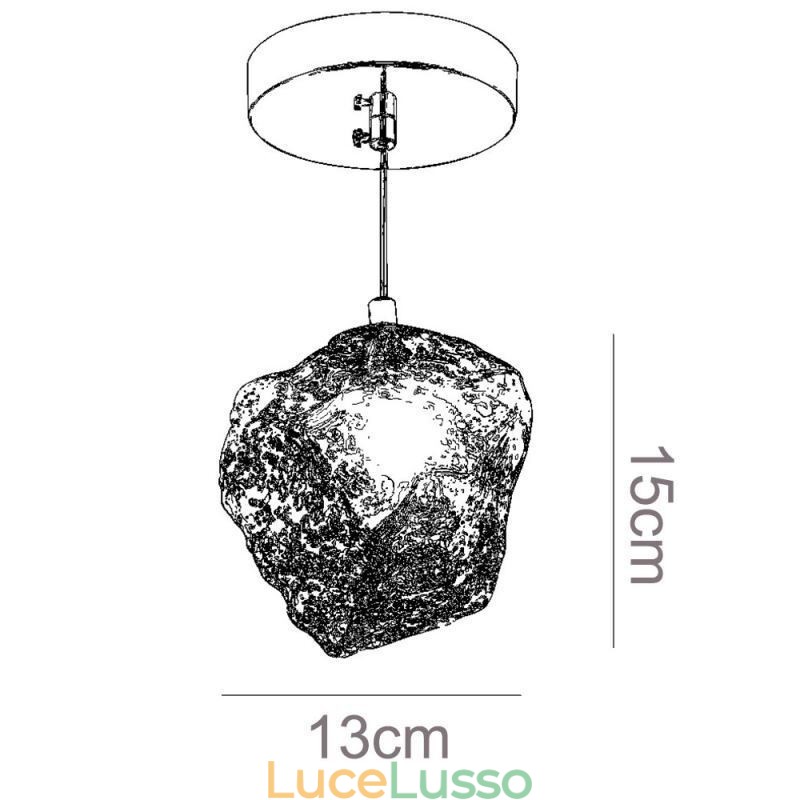 Lampada a sospensione in vetro Lampada decorativa retrò Paralume a forma di cubo di ghiaccio