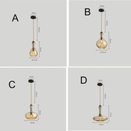 Lampada a sospensione in vetro nordico con paralume ambra