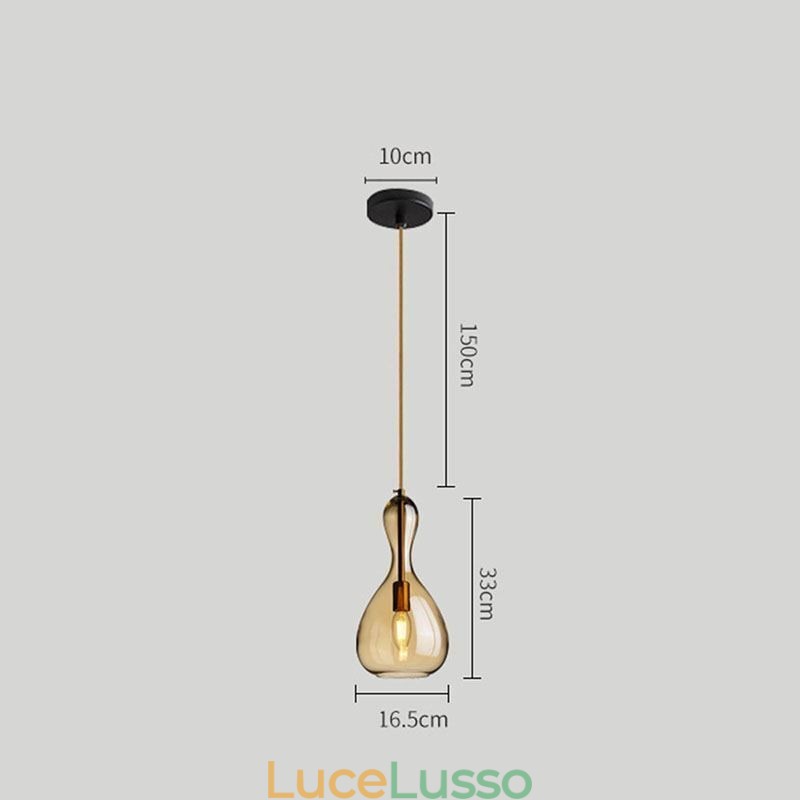 Lampada a sospensione in vetro nordico con paralume ambra