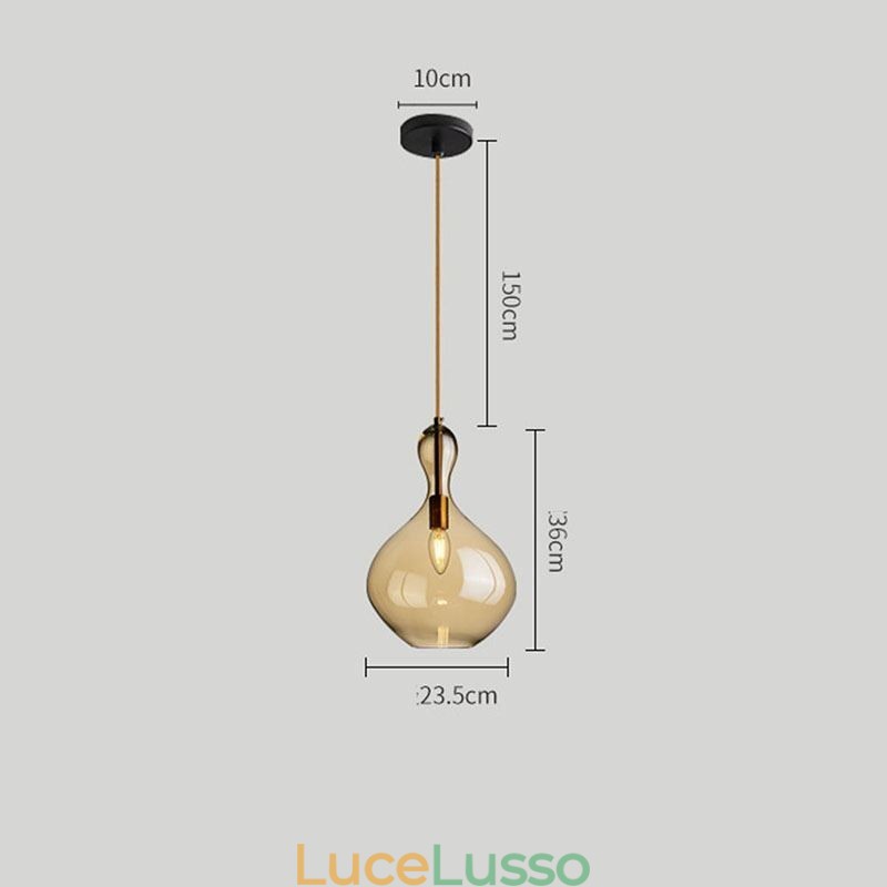 Lampada a sospensione in vetro nordico con paralume ambra
