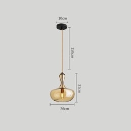 Lampada a sospensione in vetro nordico con paralume ambra