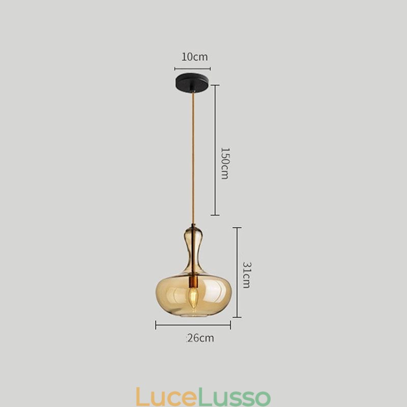Lampada a sospensione in vetro nordico con paralume ambra