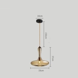 Lampada a sospensione in vetro nordico con paralume ambra
