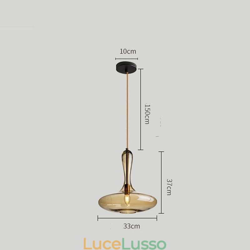 Lampada a sospensione in vetro nordico con paralume ambra