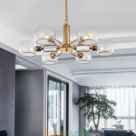 Lampada a sospensione in vetro Lampada da soffitto moderna e minimalista in ferro battuto Lampada a sospensione in vetro Lampada da soffitto moderna e minimalista in ferro battuto