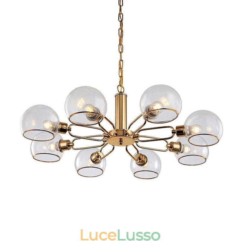 Lampada a sospensione in vetro Lampada da soffitto moderna e minimalista in ferro battuto