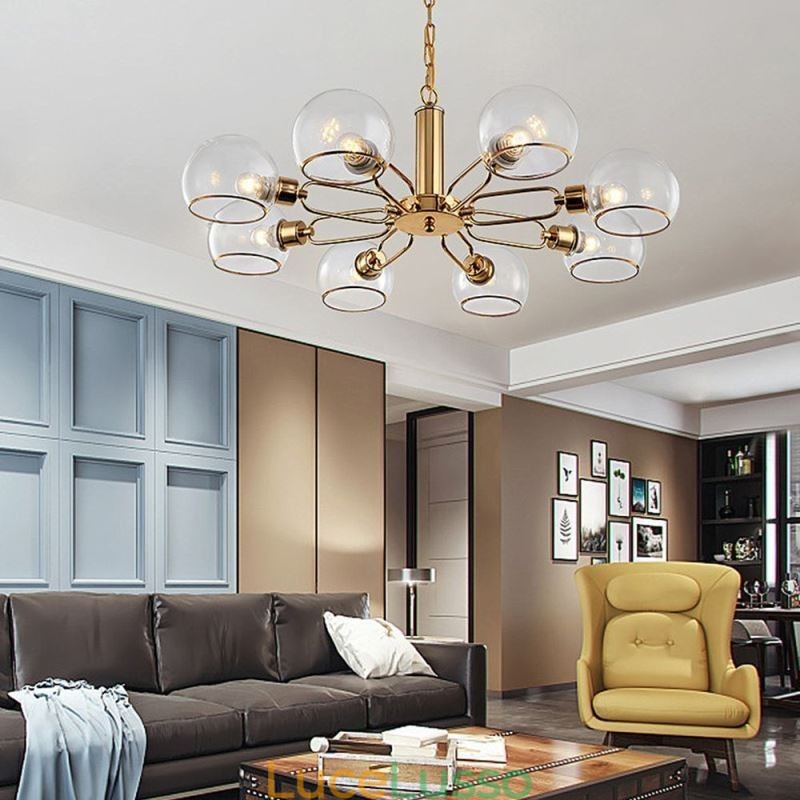 Lampada a sospensione in vetro Lampada da soffitto moderna e minimalista in ferro battuto