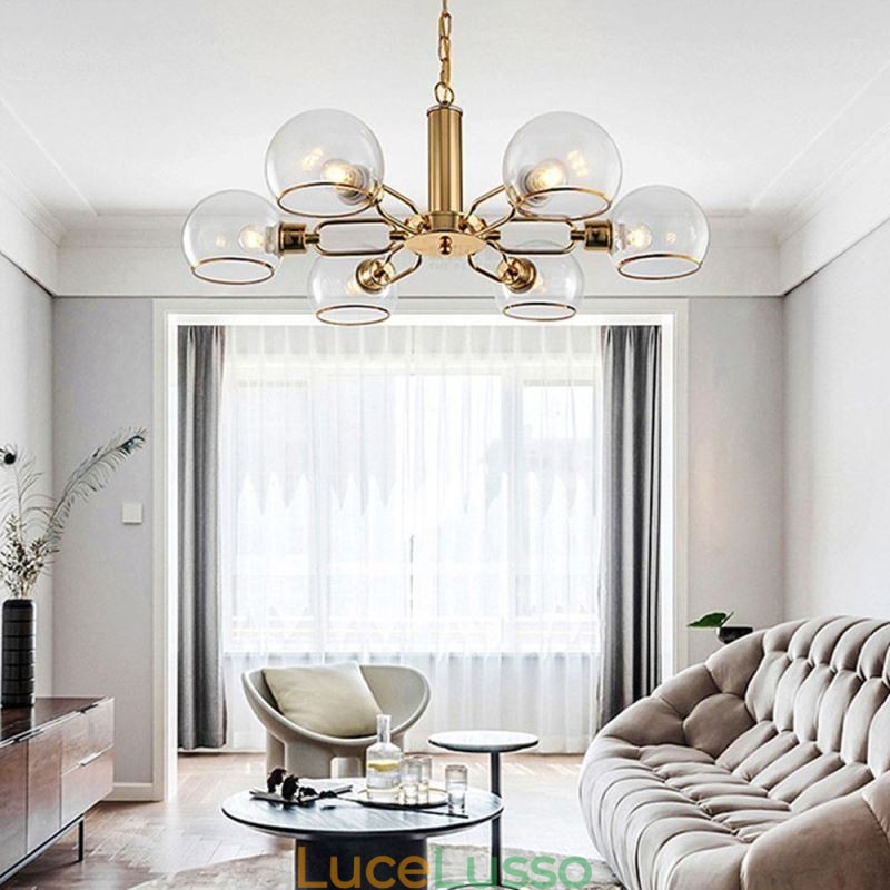 Lampada a sospensione in vetro Lampada da soffitto moderna e minimalista in ferro battuto