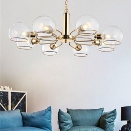 Lampada a sospensione in vetro Lampada da soffitto moderna e minimalista in ferro battuto