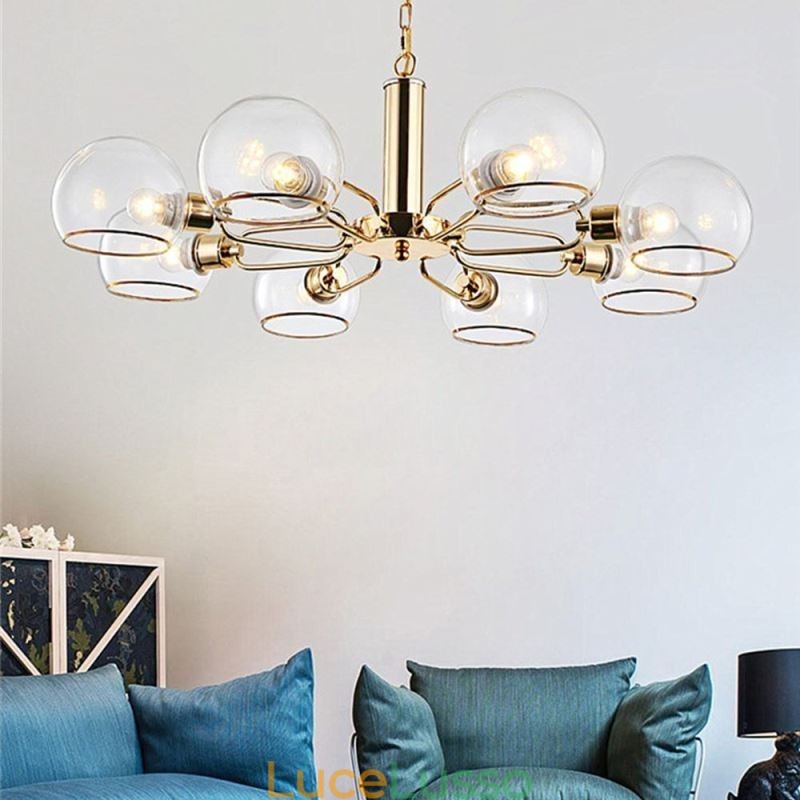 Lampada a sospensione in vetro Lampada da soffitto moderna e minimalista in ferro battuto