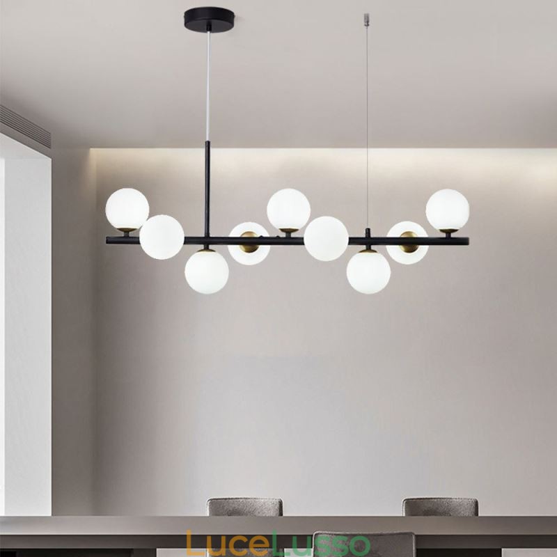Lampada a sospensione moderna semplice Magic Beans molecolare in ferro battuto e vetro da soffitto