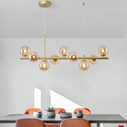 Lampada a sospensione moderna semplice Magic Beans molecolare in ferro battuto e vetro da soffitto