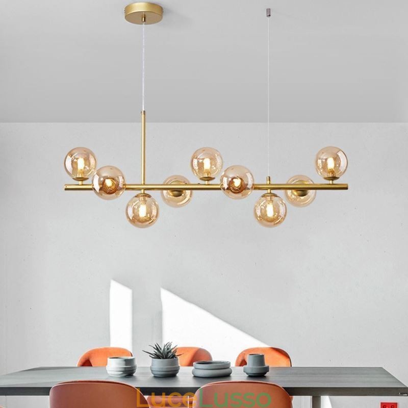 Lampada a sospensione moderna semplice Magic Beans molecolare in ferro battuto e vetro da soffitto