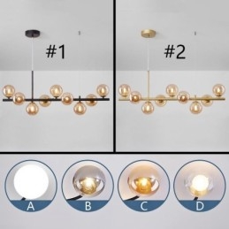 Lampada a sospensione moderna semplice Magic Beans molecolare in ferro battuto e vetro da soffitto