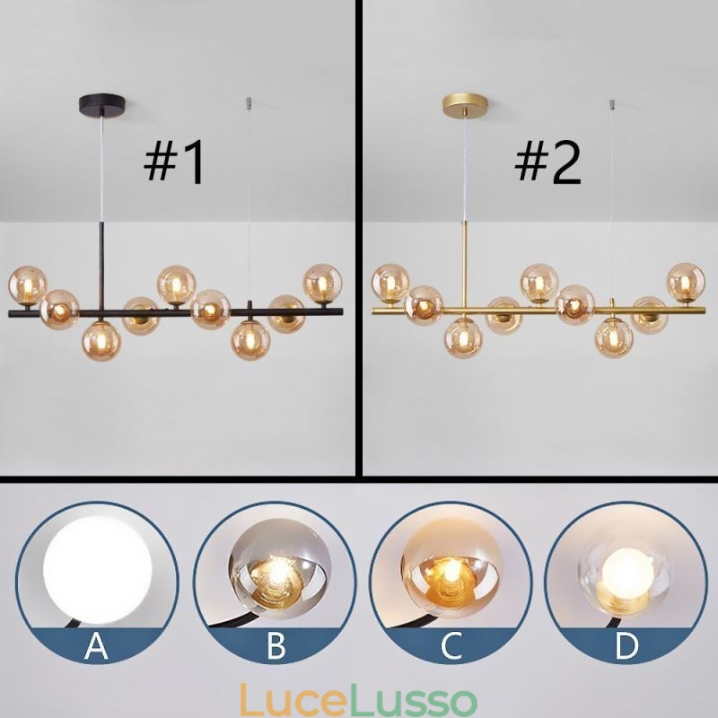 Lampada a sospensione moderna semplice Magic Beans molecolare in ferro battuto e vetro da soffitto