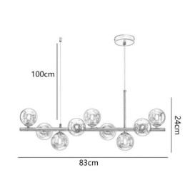Lampada a sospensione moderna semplice Magic Beans molecolare in ferro battuto e vetro da soffitto