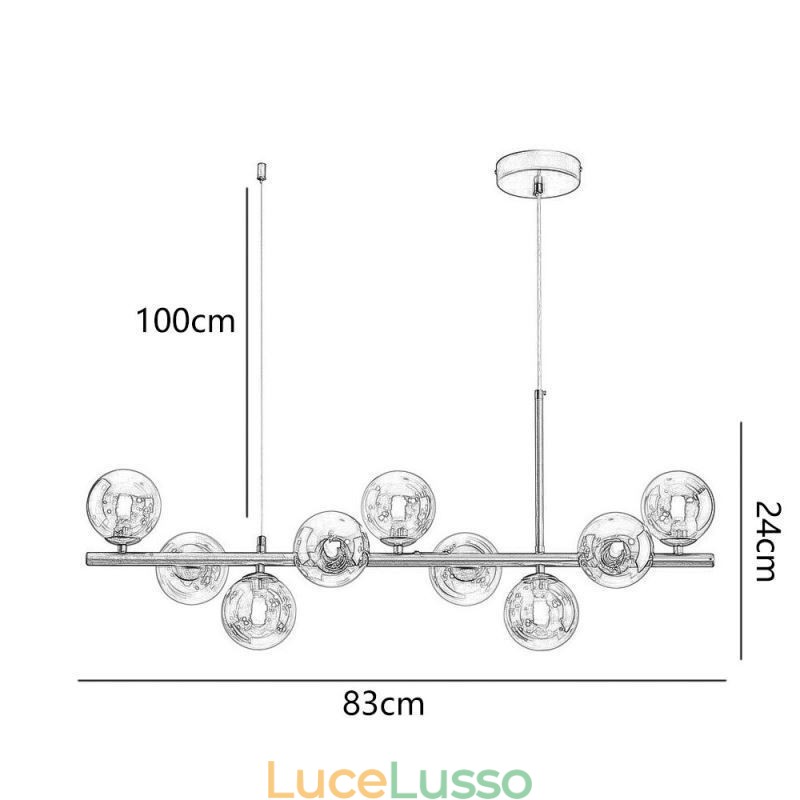 Lampada a sospensione moderna semplice Magic Beans molecolare in ferro battuto e vetro da soffitto