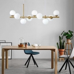 Lampada a sospensione moderna semplice Magic Beans molecolare in ferro battuto e vetro da soffitto