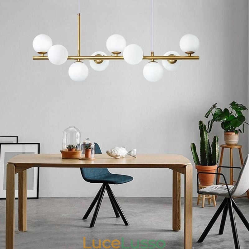 Lampada a sospensione moderna semplice Magic Beans molecolare in ferro battuto e vetro da soffitto